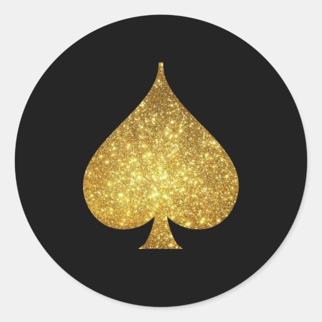 Gold Glitter Spade Symbol Sticker (Front)