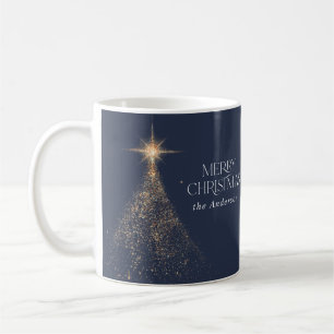 Gold glitter sparkle blue modern Christmas photo Coffee Mug