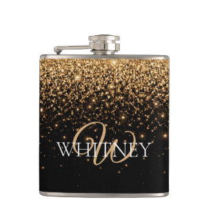 Gold Glitter Sparkle Elegant Luxury Texture        Hip Flask