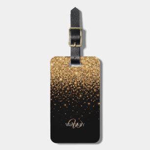 Gold Glitter Sparkle Elegant Luxury Texture Luggage Tag