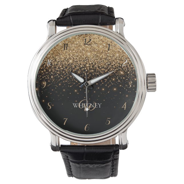 Gold Glitter Sparkle Elegant Luxury Texture        Watch (Front)