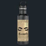 Gold Glitter Sparkle Eyelashes Monogram Name 710 Ml Water Bottle<br><div class="desc">Gold Faux Foil Metallic Sparkle Glitter Brushed Metal Monogram Name and Initial Eyelashes (Lashes),  Eyelash Extensions and Eyes Water Bottle. This makes the perfect sweet 16 birthday,  wedding,  bridal shower,  anniversary,  baby shower or bachelorette party gift for someone decorating her room in trendy cool style.</div>