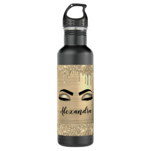 Gold Glitter Sparkle Eyelashes Monogram Name 710 Ml Water Bottle