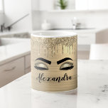 Gold Glitter Sparkle Eyelashes Monogram Name Coffee Mug<br><div class="desc">Gold Faux Foil Metallic Sparkle Glitter Brushed Metal Monogram Name and Initial Eyelashes (Lashes),  Eyelash Extensions and Eyes Coffee Cup  or Mug. The design makes the perfect sweet 16 birthday,  wedding,  bridal shower,  anniversary,  baby shower or bachelorette party gift for someone looking for a trendy cool style.</div>