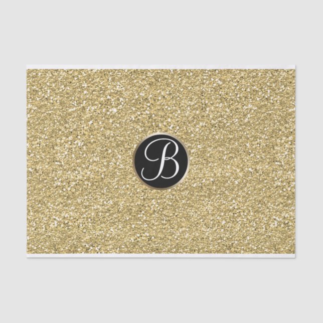 Gold Glitter Sparkle Glam Monogram Initial Custom Tissue Paper (Front)