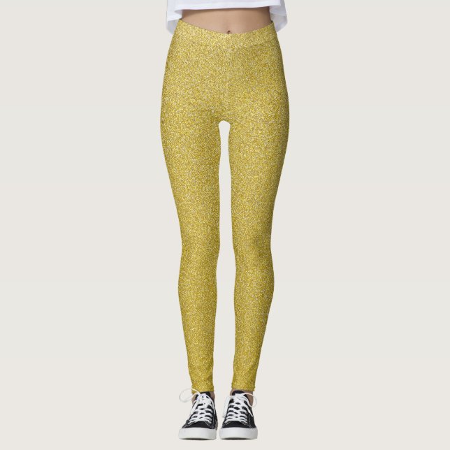 Gold Glitter, Sparkle, Glitter Background Leggings (Front)