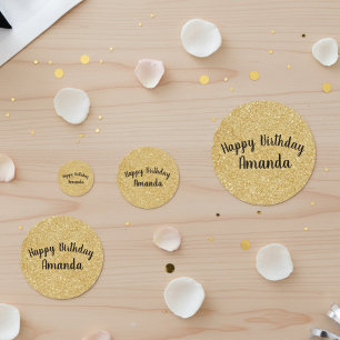Gold Glitter Sparkle Happy Birthday Custom Confetti