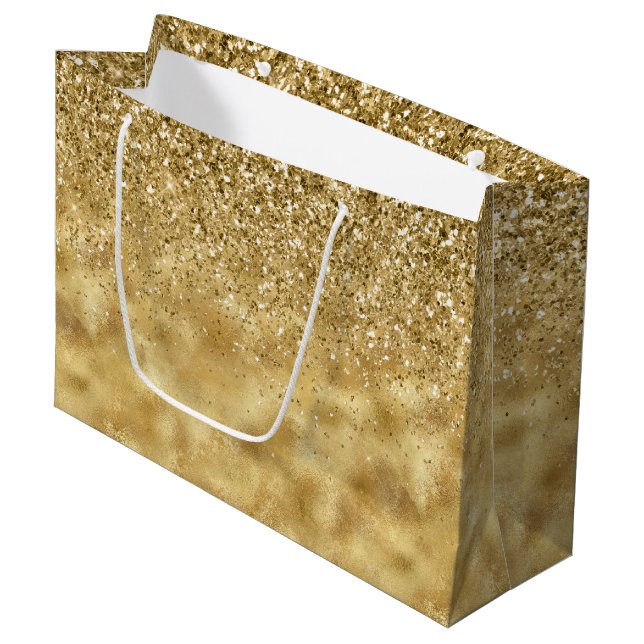 Gold Glitter Sparkle            Large Gift Bag (Front Angled)