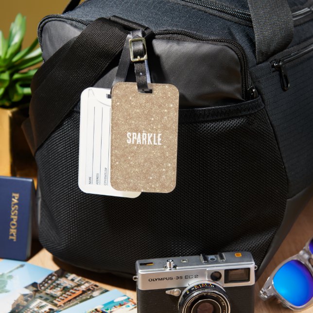 Gold Glitter Sparkle Luggage Tag (Front & Back)