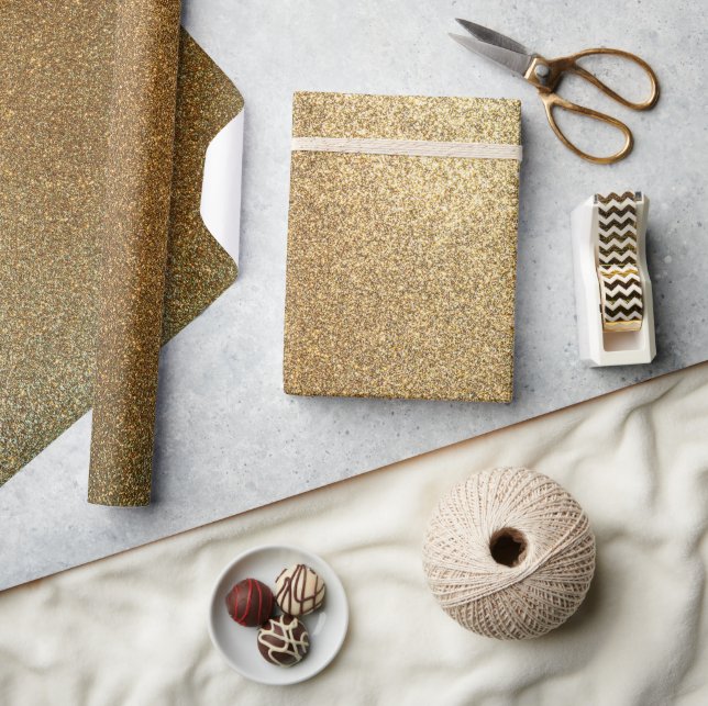 Gold glitter sparkle luxury glamourous wrapping paper (Crafts)