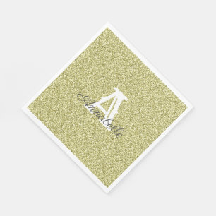 Gold Glitter & Sparkle Monogram Napkin