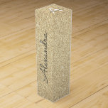 Gold Glitter & Sparkle Monogram Wine Box<br><div class="desc">Gold Faux Glitter and Sparkle Elegant Wine Gift Box. This Wine Gift Box can be customised to include your initial and first name and makes a great birthday party,  anniversary,  bachelorette party,  bridal shower gift.</div>