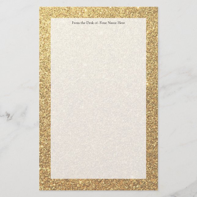 Gold Glitter Sparkle Pattern Background Stationery (Front)