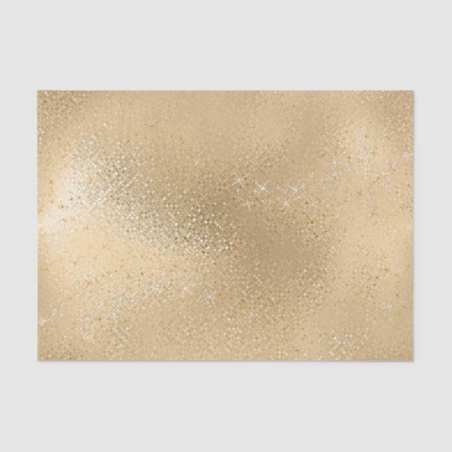 Gold Glitter Sparkle Star Glam Girly Bridal Shower Tissue Paper (Front)