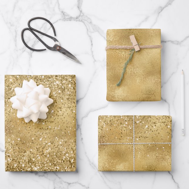 Gold Glitter Sparkle           Wrapping Paper Sheet (Front)