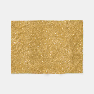 Gold Glitter Sparkles Fleece Blanket