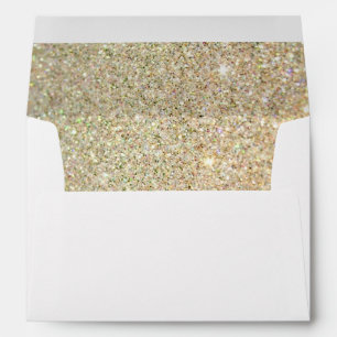 Gold Glitter Sparkles Pink Floral Wedding 5x7 Envelope