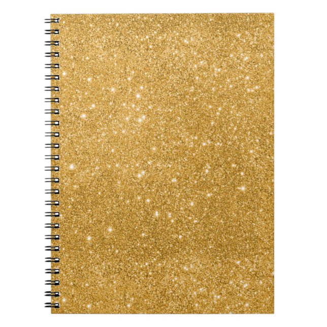 Gold Glitter Sparkles Spiral Notebook (Front)