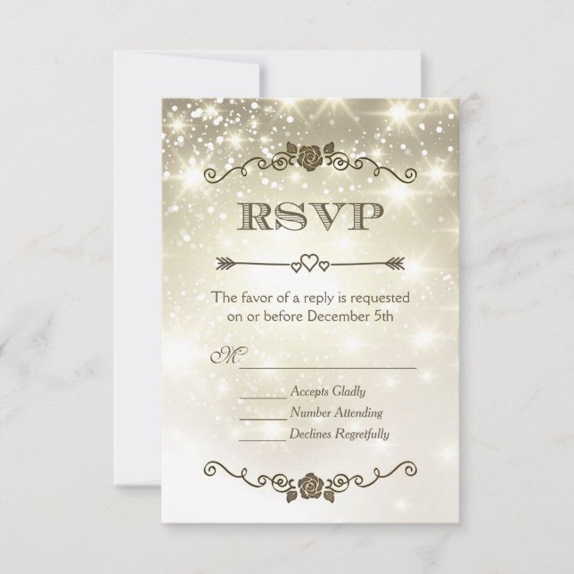 Gold Glitter Sparkles Wedding RSVP (Front)