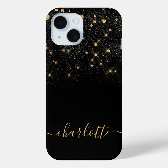 Gold Glitter Sparkling Elegant Glamourous Script Case-Mate iPhone Case (Back)