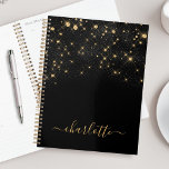 Gold Glitter Sparkling Elegant Glamourous Script Planner<br><div class="desc">Create your own personalised black and gold diamond sparkle planner with your custom modern handwritten script name.</div>