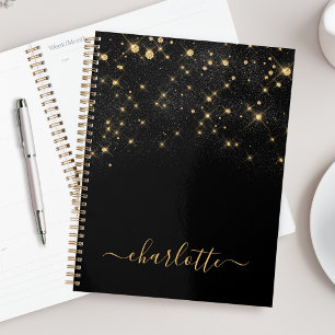 Gold Glitter Sparkling Elegant Glamourous Script Planner