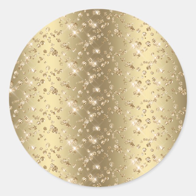 Gold Glitter Sparkly Golden Blank Classic Round Sticker (Front)