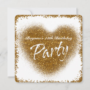 Gold Glitter Spill Heart Glamour PARTY Invitations