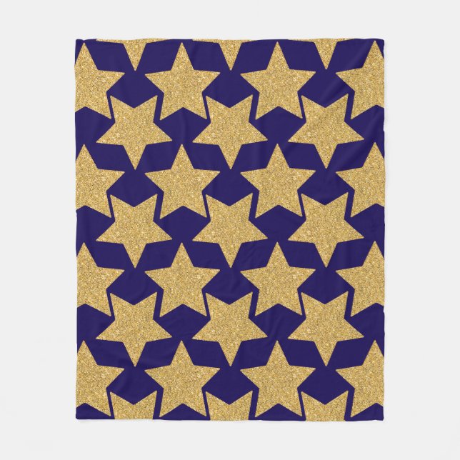 Gold Glitter Star Fleece Blanket (Front)