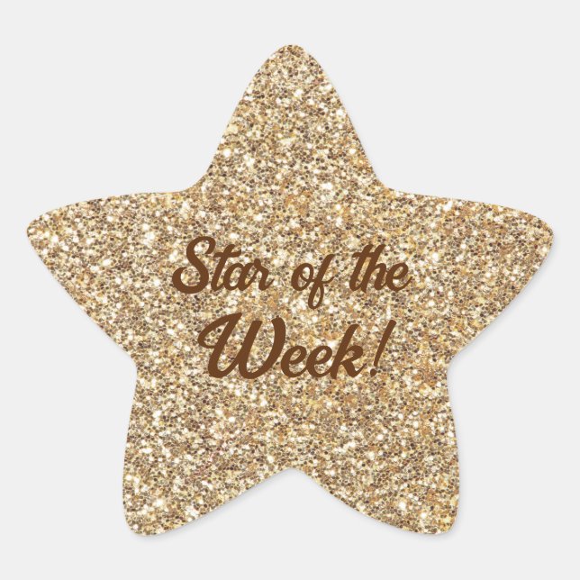 Gold Glitter Star student reward Star Sticker (Front)