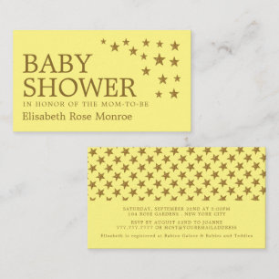 Gold Glitter Stars, Baby Shower Ticket Invitation