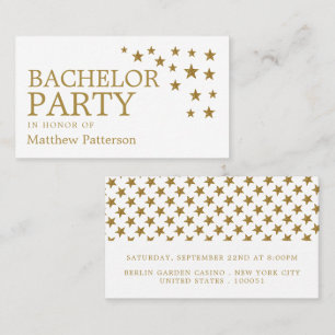 Gold Glitter Stars, Bachelor Party Invitation