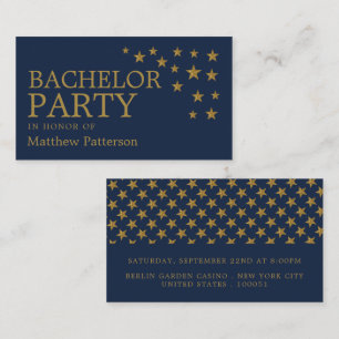 Gold Glitter Stars, Bachelor Party Ticket Invite