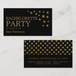 Gold Glitter Stars, Bachelorette Party Invitation