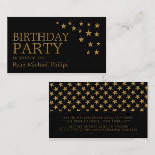 Gold Glitter Stars, Birthday Party Ticket