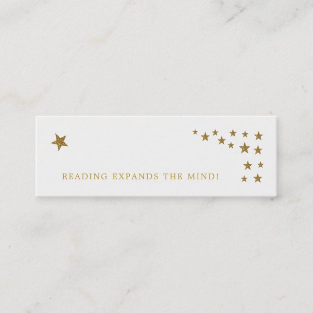 Gold Glitter Stars Bookmark Card (Front)