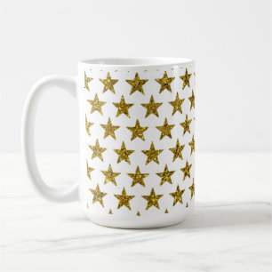 Gold glitter stars coffee mug