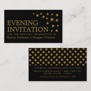 Gold Glitter Stars, Evening Invitation