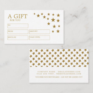 Gold Glitter Stars, Gift Certificate Cards