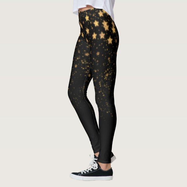 Gold Glitter Stars Leggings (Left)
