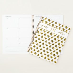 Gold glitter stars personalised planner