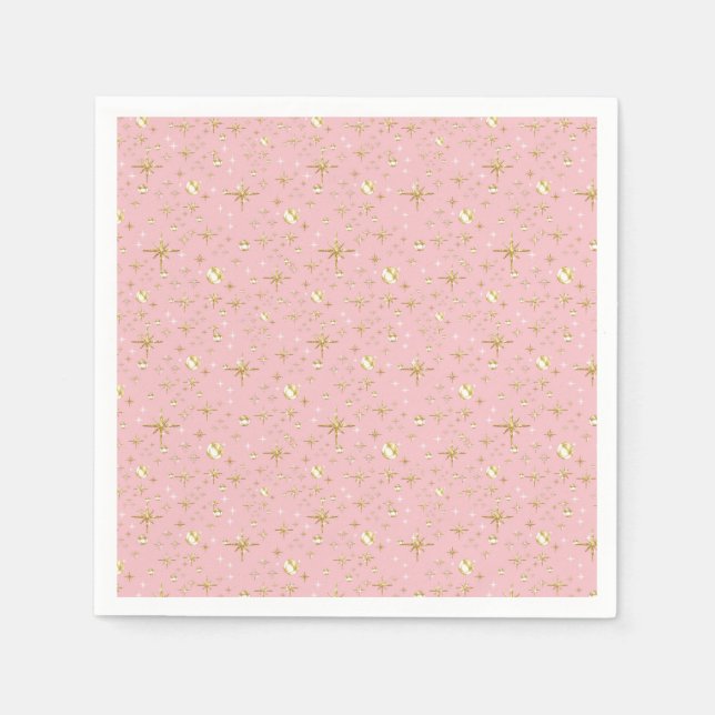 Gold glitter stars, pink and gold napkin (Front)