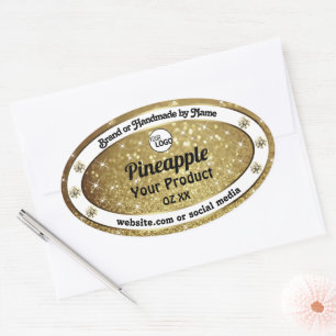Gold Glitter Stars Product Labels Rhinestones Logo