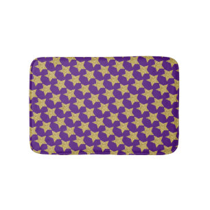 Gold Glitter Stars Purple Bath Mat