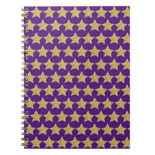 Gold Glitter Stars Purple Notebook