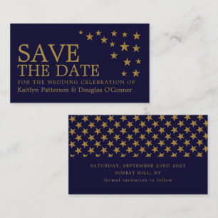Gold Glitter Stars, Save The Date Card