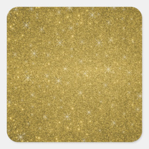 Gold glitter stars square sticker