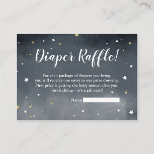 Gold glitter stars watercolor chic diaper raffle enclosure card