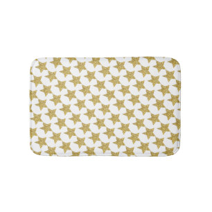 Gold Glitter Stars White Bath Mat
