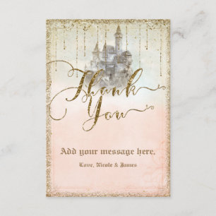 Gold Glitter Storybook Castle Wedding Thank You